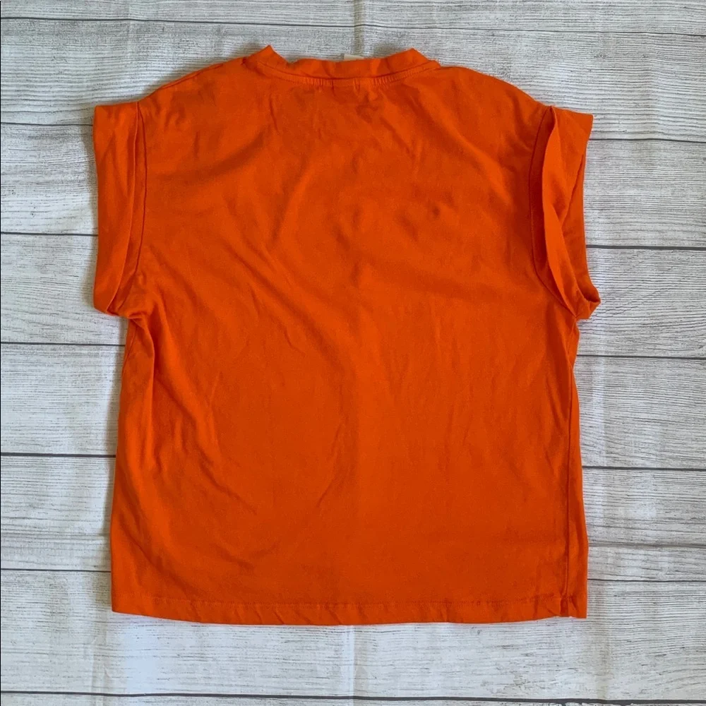 H&M Orange Short Cap Sleeve Top with Embroidered Accents - Picture 2 of 7